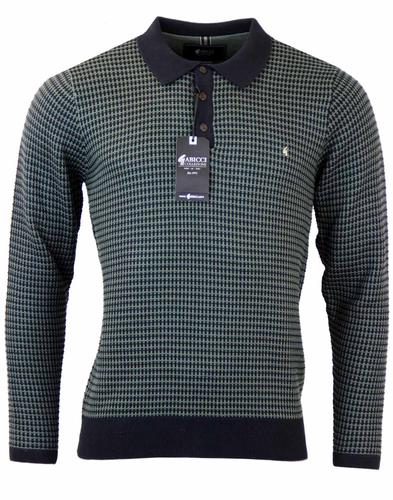 GABICCI VINTAGE Lattice Weave Retro Mod Knit Polo