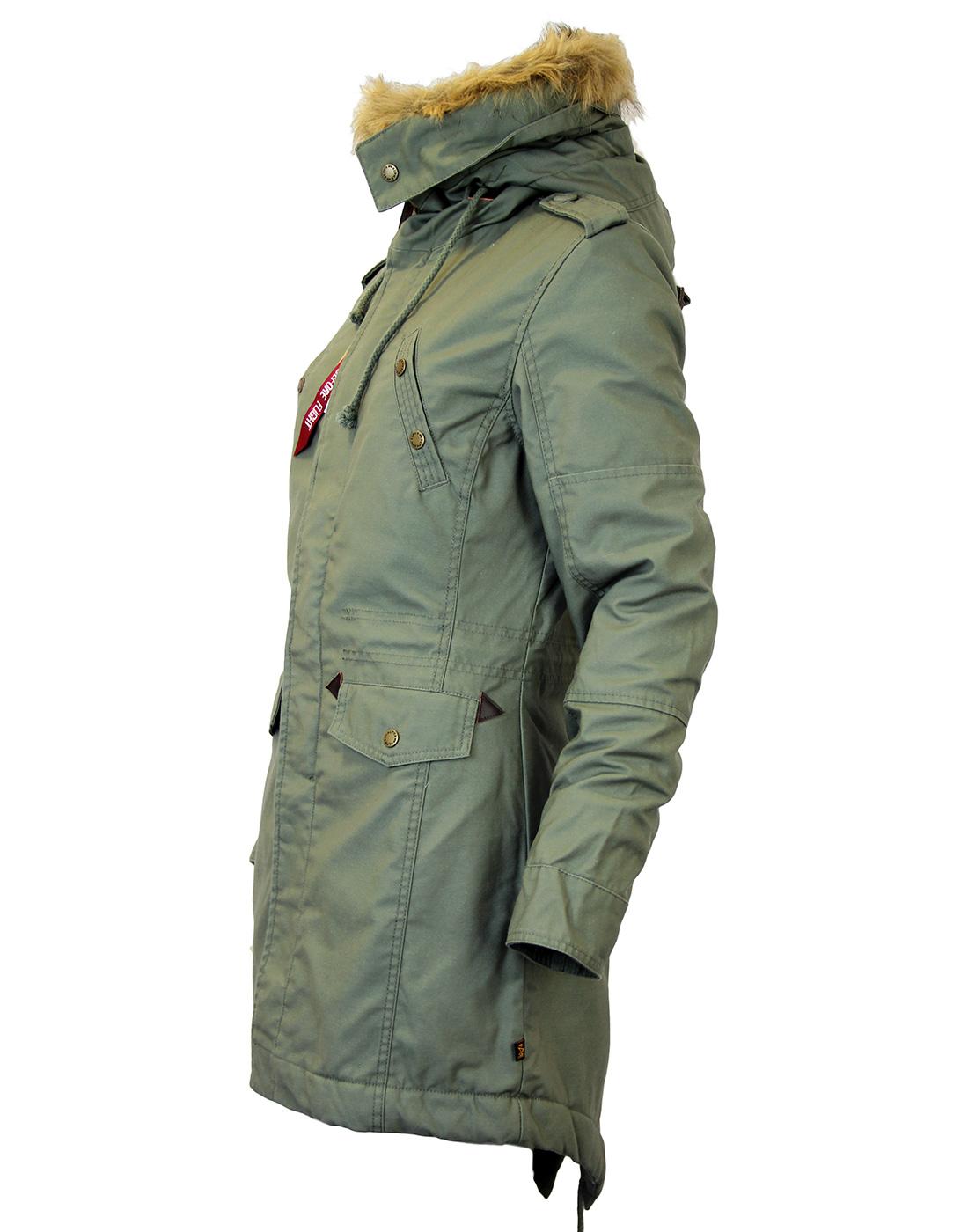 ALPHA INDUSTRIES Hooded Fishtail Womens Mod M65 Parka in Olive