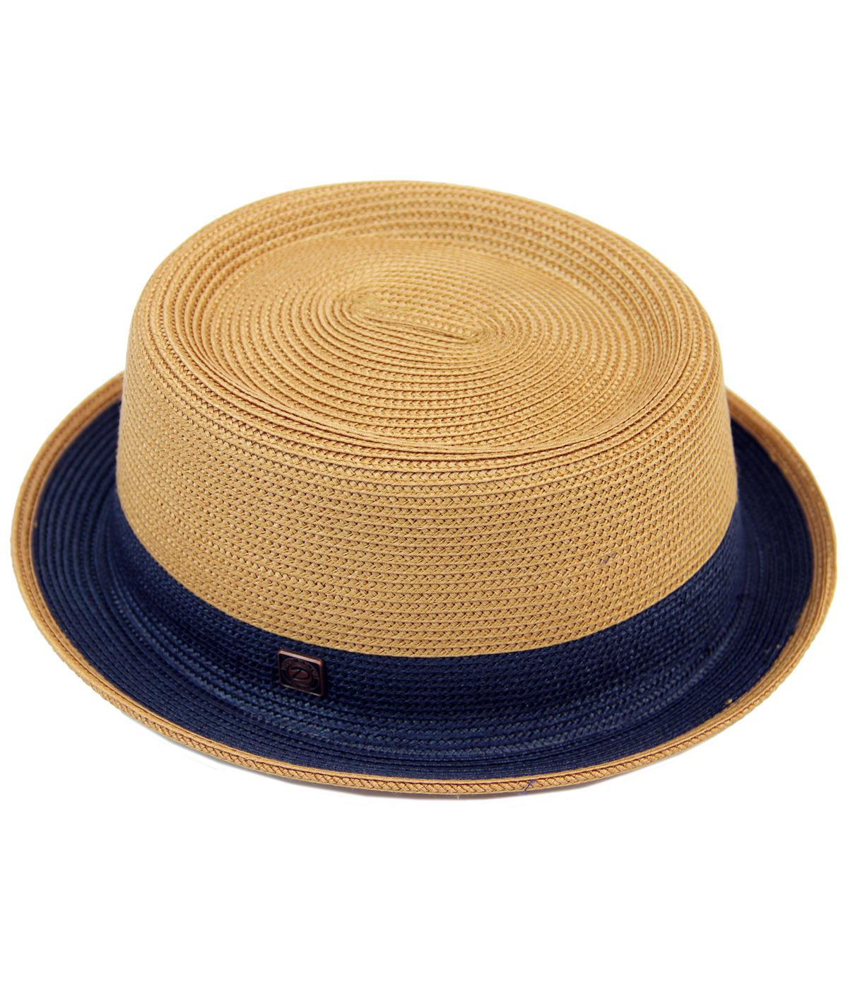 DASMARCA Bobby Retro Mod Mens Weave Trilby Hat in Tan
