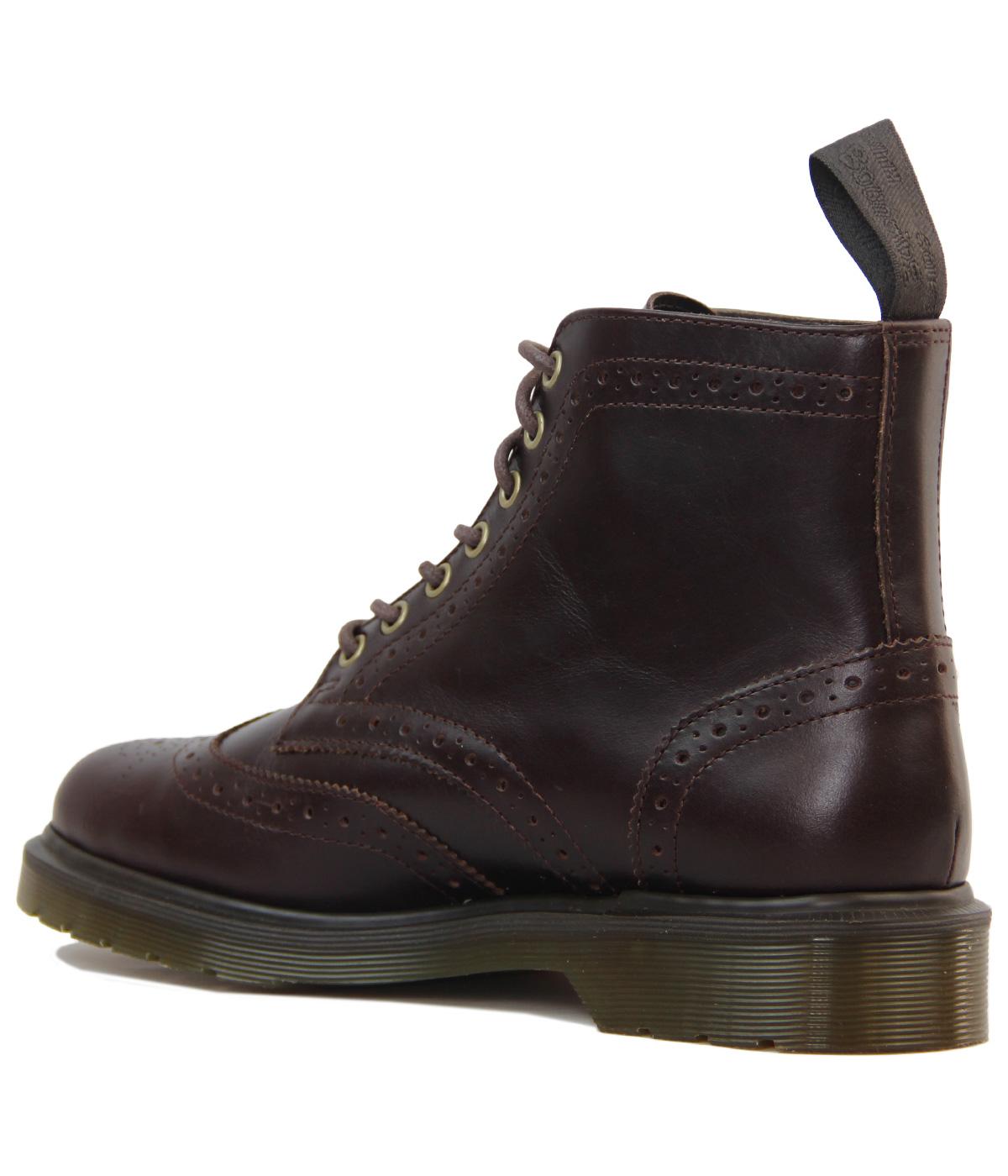 DR MARTENS Affleck Retro Mod Brogue Boots in Dark Brown