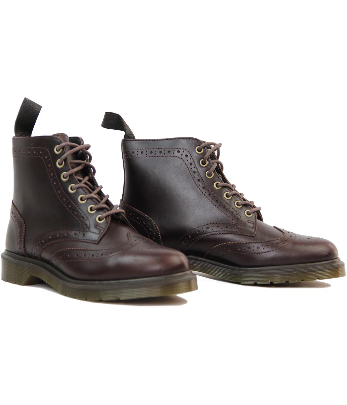 DR MARTENS Affleck Retro Mod Brogue Boots in Dark Brown