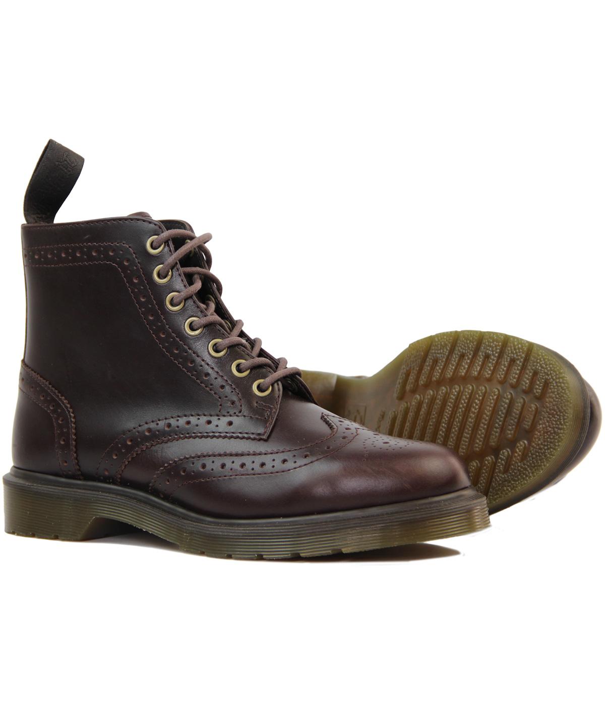 DR MARTENS Affleck Retro Mod Brogue Boots in Dark Brown