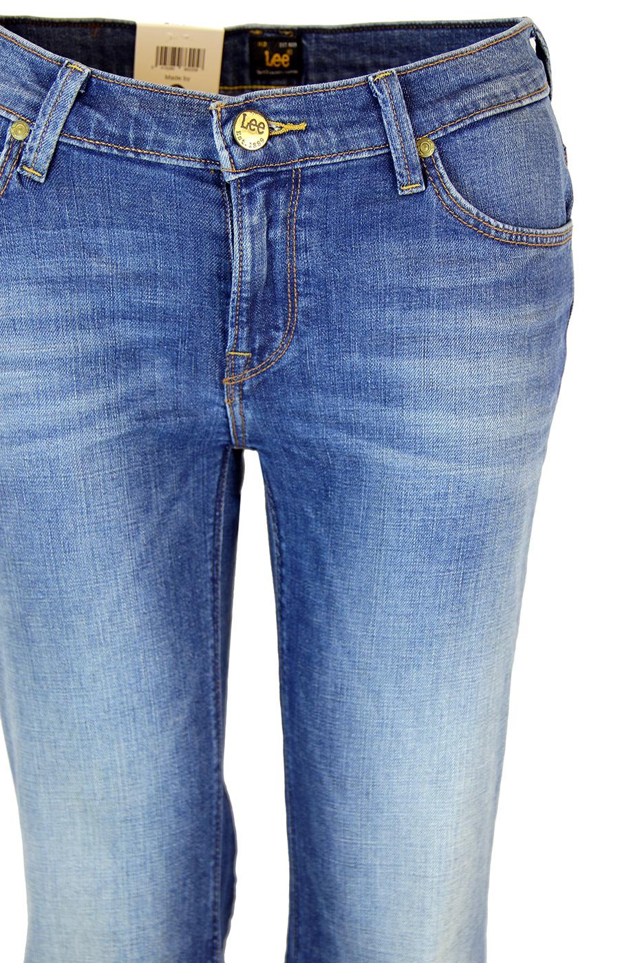 LEE Annetta Retro 70s Wide Flare Denim Jeans in Authentic Blue