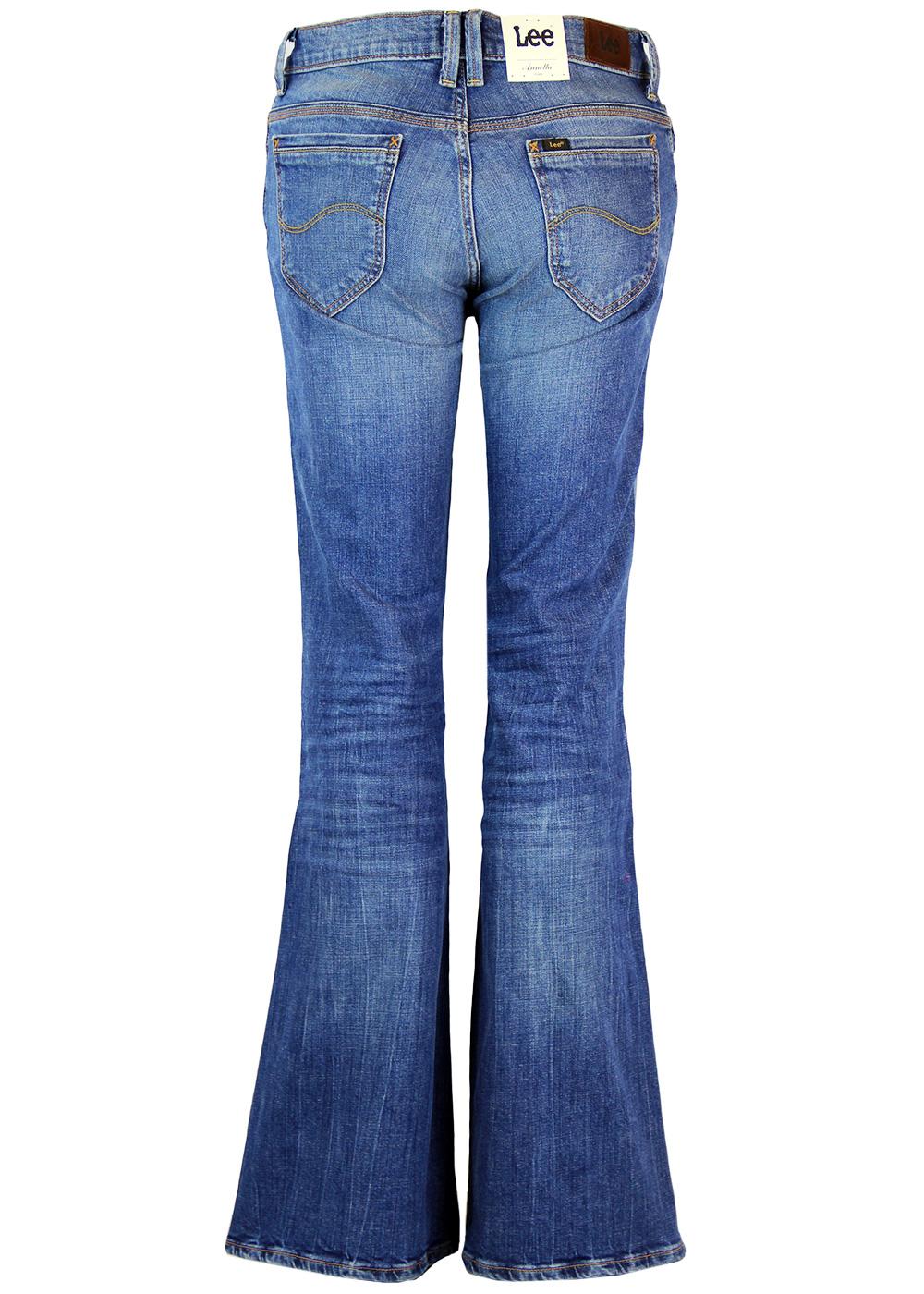 LEE Annetta Retro 70s Wide Flare Denim Jeans in Authentic Blue