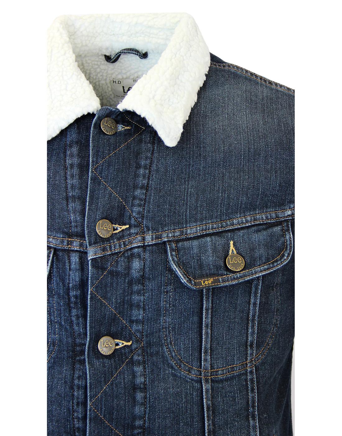 LEE Retro 1960s Mod Sherpa Lined Denim Jacket in Faded Frost