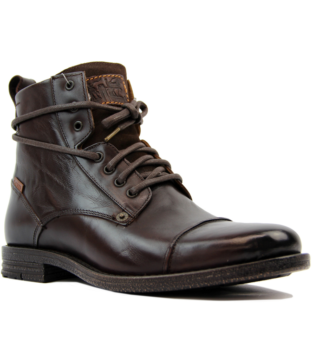 LEVI'S® Emmerson Retro Indie Mens Leather Military Boots in Brown