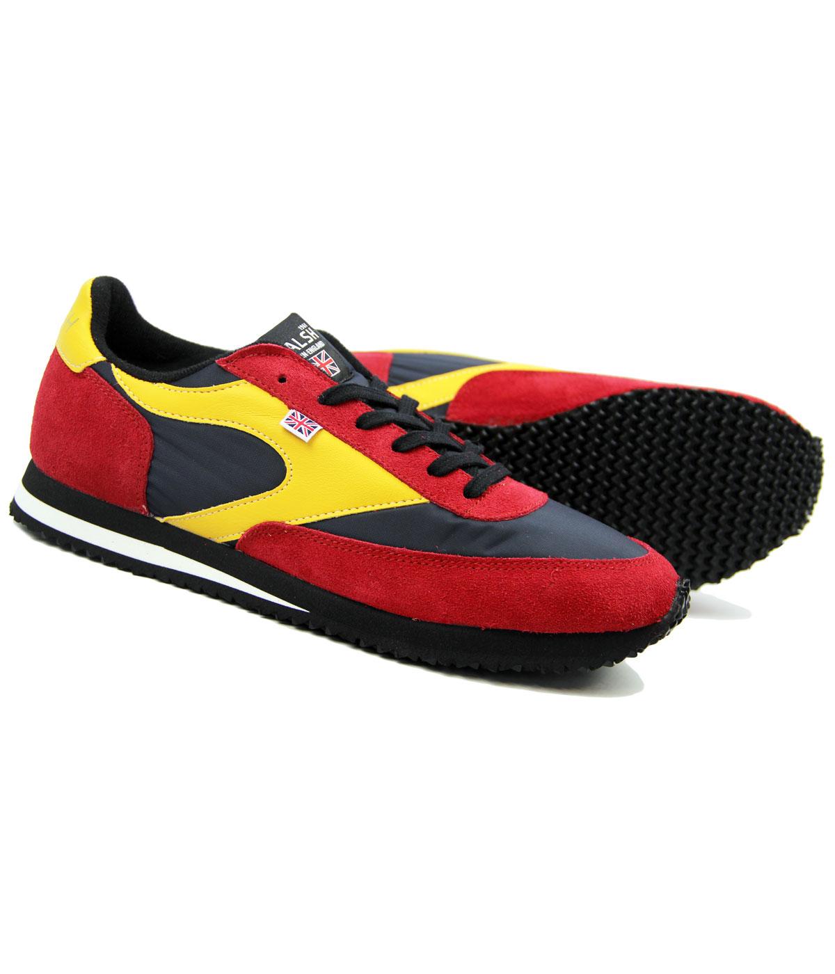 LA 84 NORMAN WALSH Mod Retro Trainers in Navy/Red/Yellow