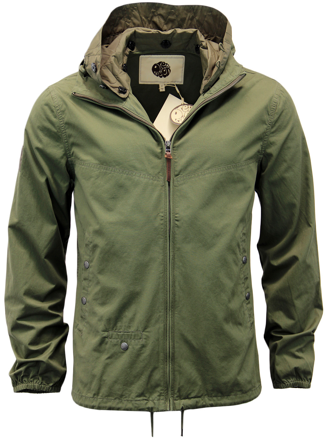 PRETTY GREEN Sevenoaks Retro Indie Mod Mens Jacket in Khaki