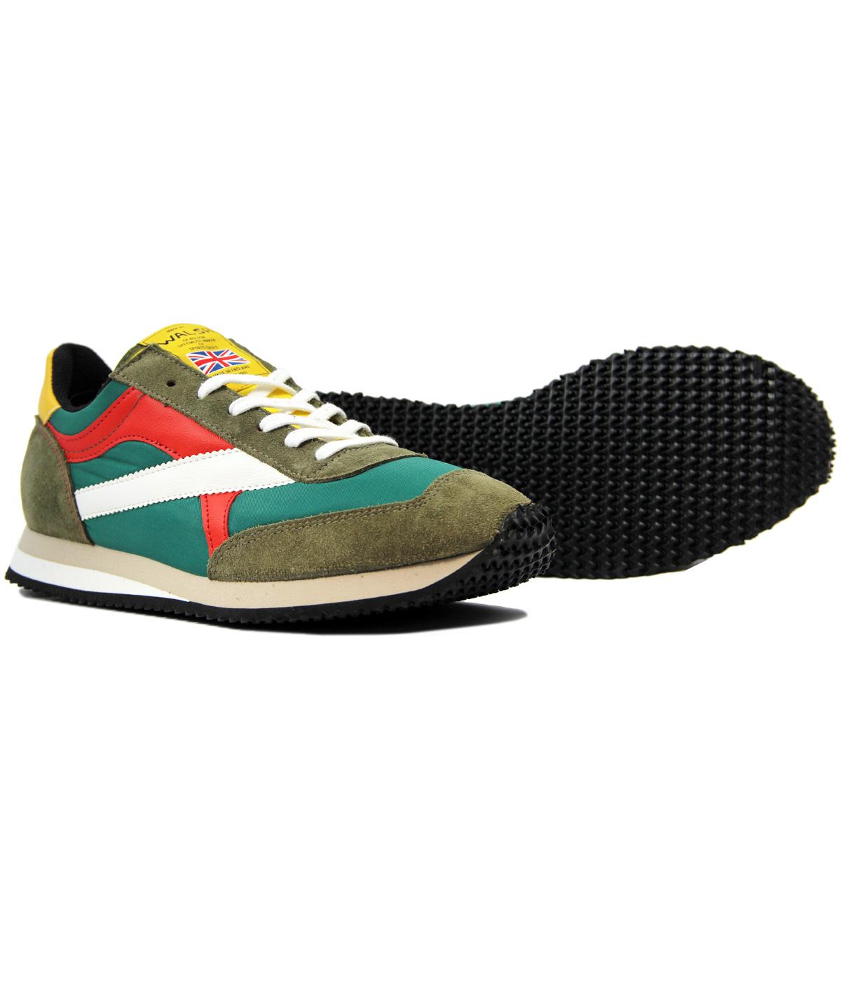 WALSH Tornado Made In England Retro 80s Trainers in Green/Yellow