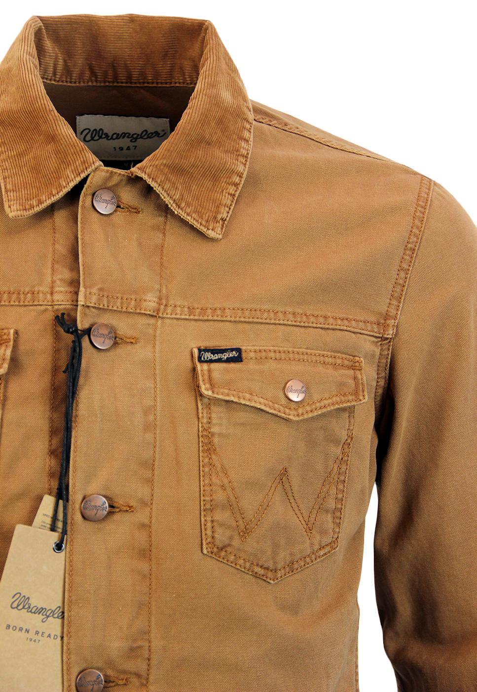 WRANGLER Retro Seventies Cord Collar Denim Western Jacket in Rust