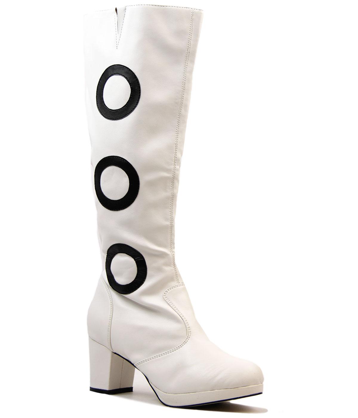 60s Mod Circle Go-Go Boots in White