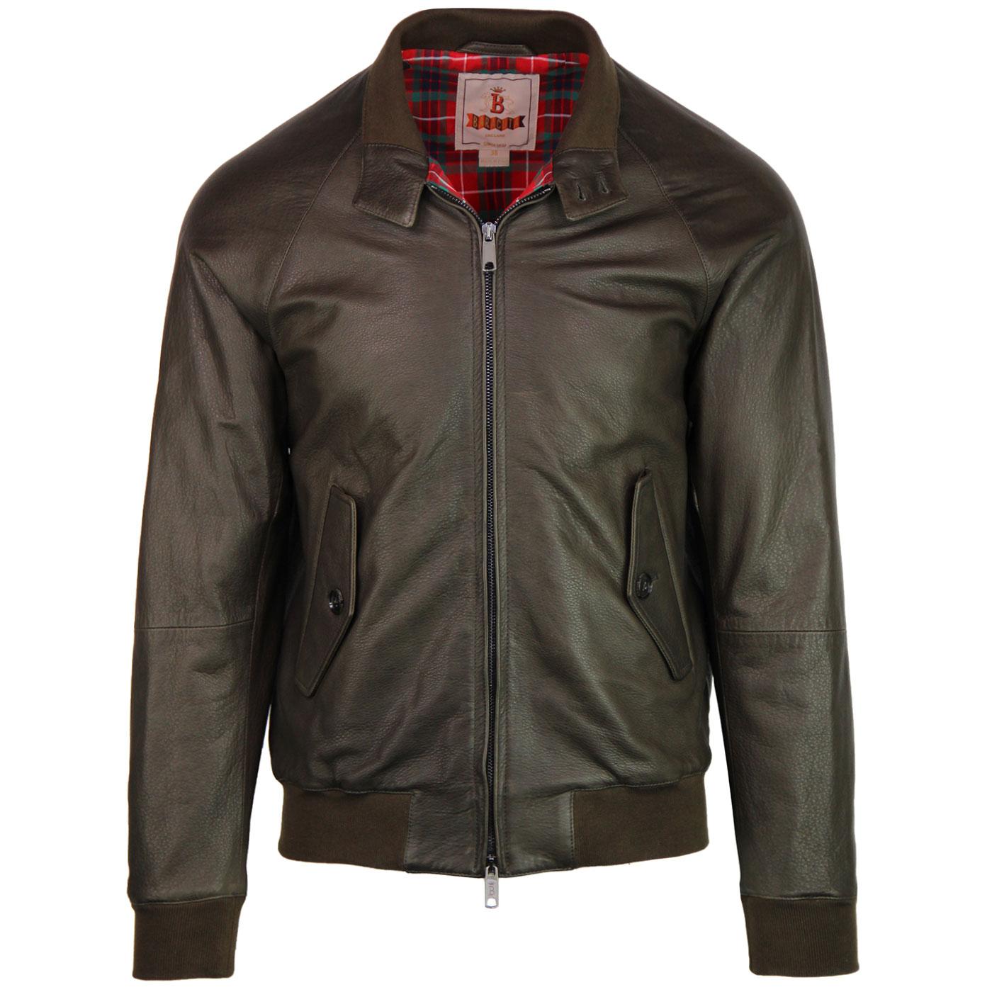 BARACUTA G9 Leather Retro Mod Harington Jacket in Taupe
