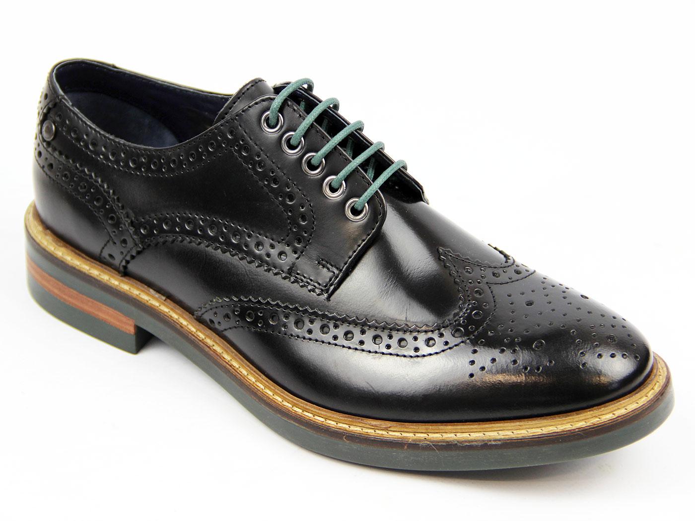 BASE LONDON Woburn Retro 60s Mod Hi Shine Heritage Brogues Black