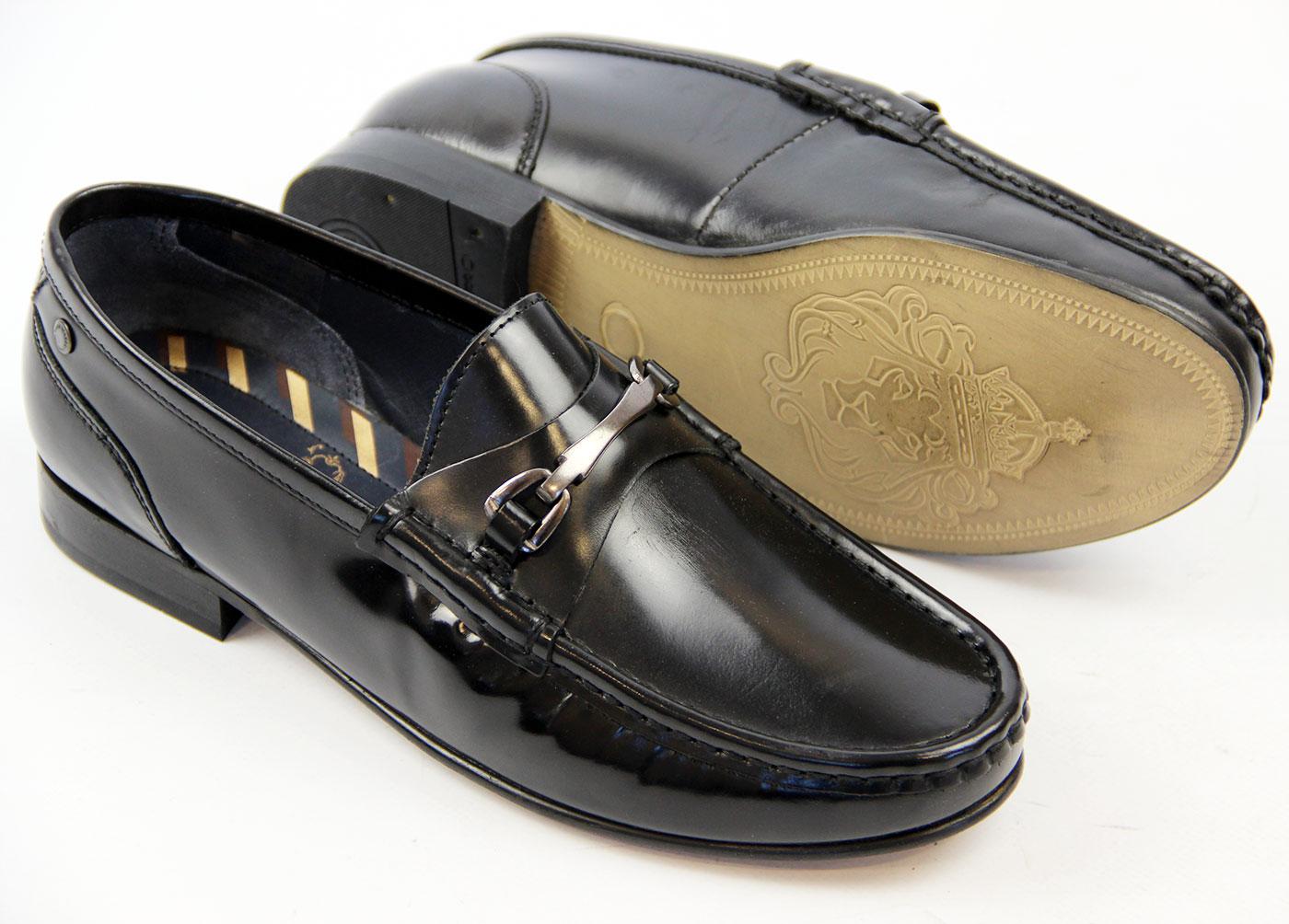 BASE LONDON Journal Retro Mod High Shine Saddle Loafer Shoes