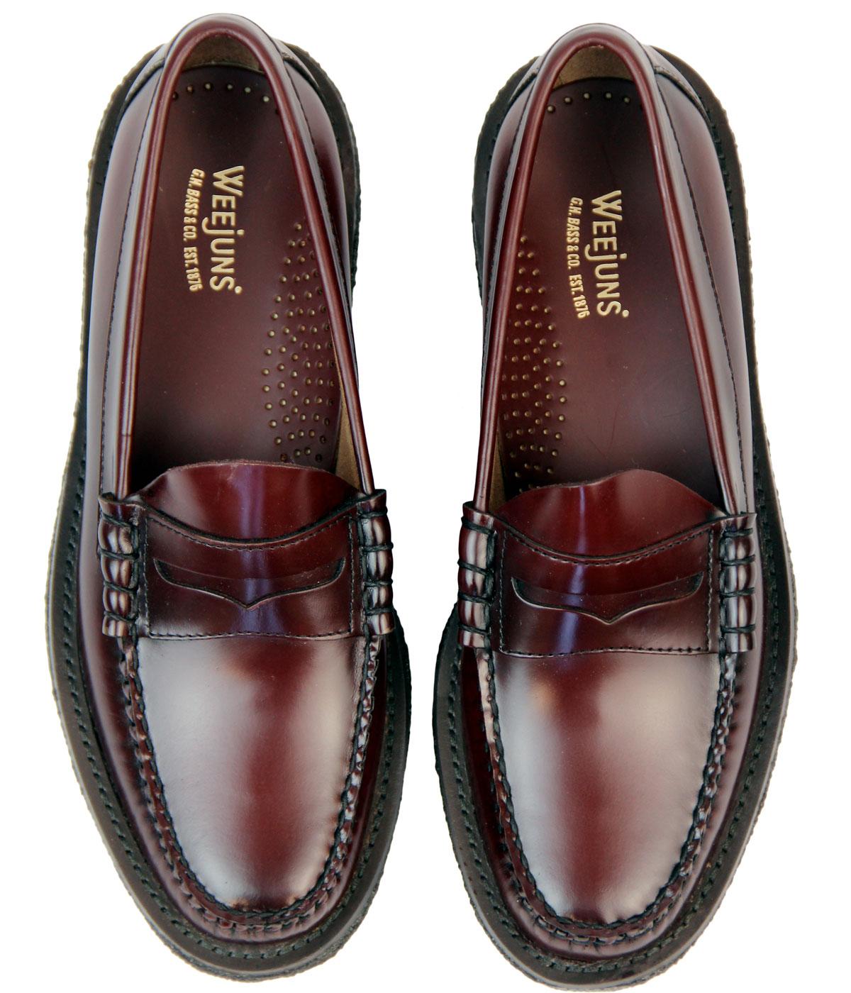 BASS WEEJUNS Larson Mod Crepe Sole Penny Loafer Shoes in Wine