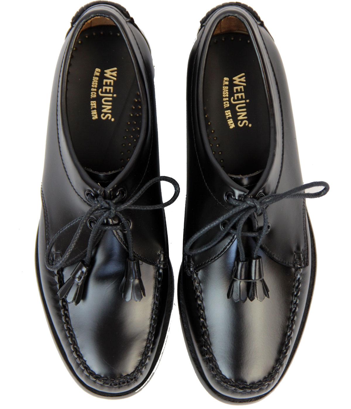 BASS WEEJUNS Hand Sewn Retro Tie Leather Shoes in Black