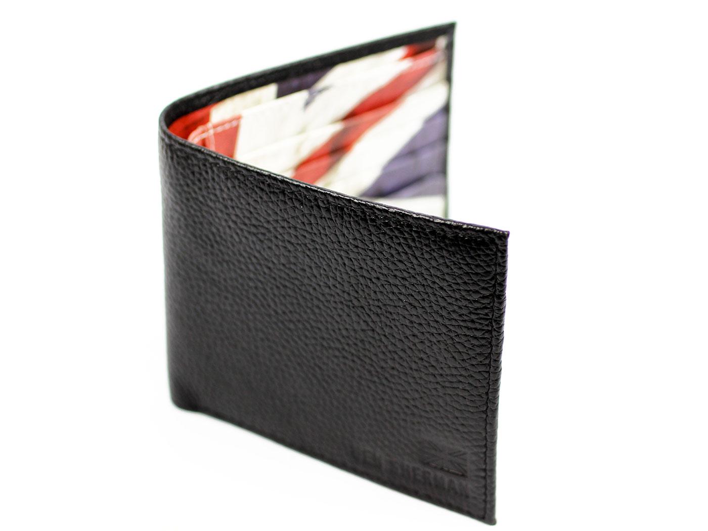 BEN SHERMAN Retro 60s Mod Leather Union Jack Wallet Black