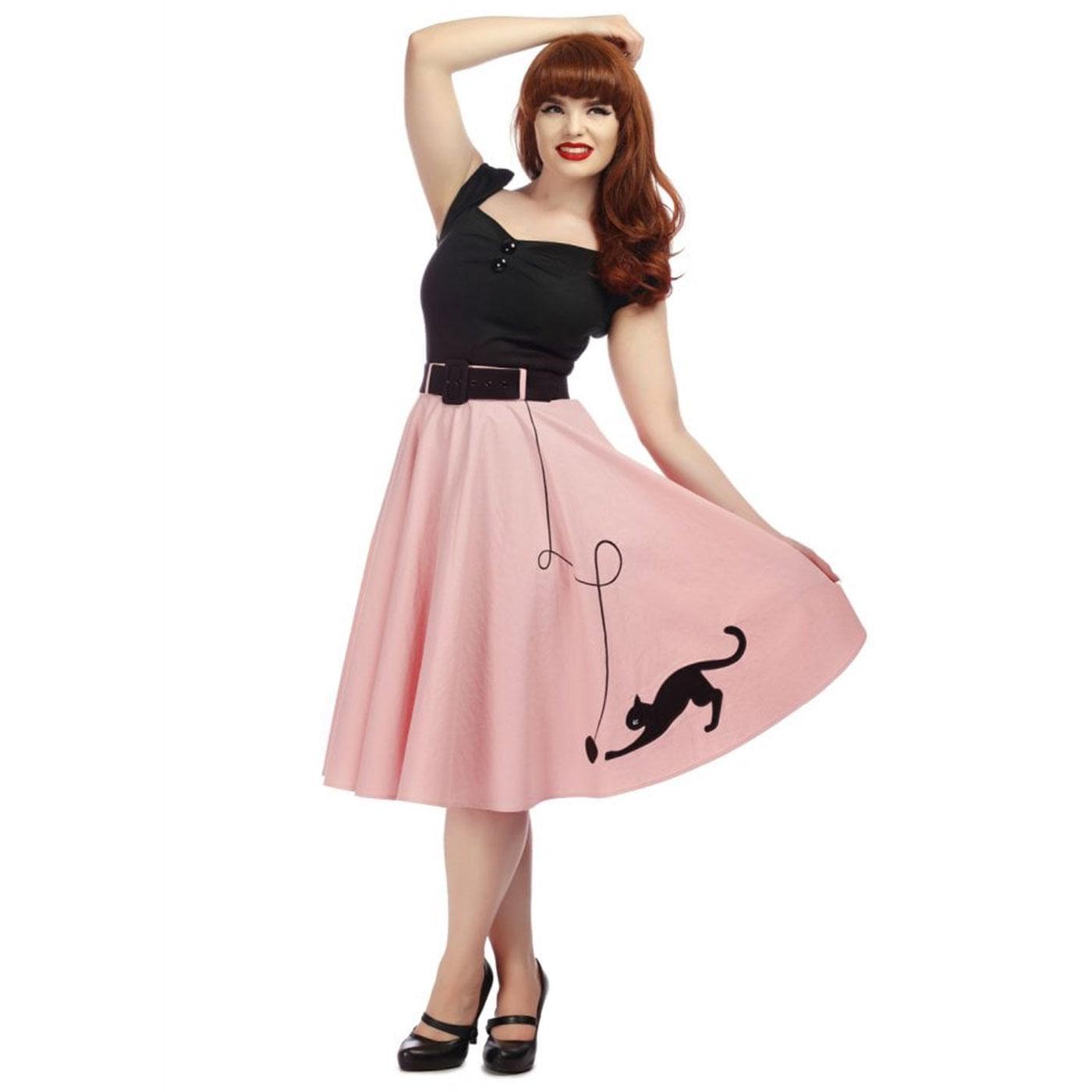 Kitty Cat COLLECTIF Retro 50s Vintage Swing Skirt