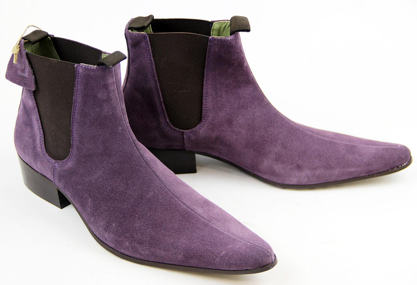 DELICIOUS JUNCTION Beatle Mod Suede Cuban Chelsea Boots Purple