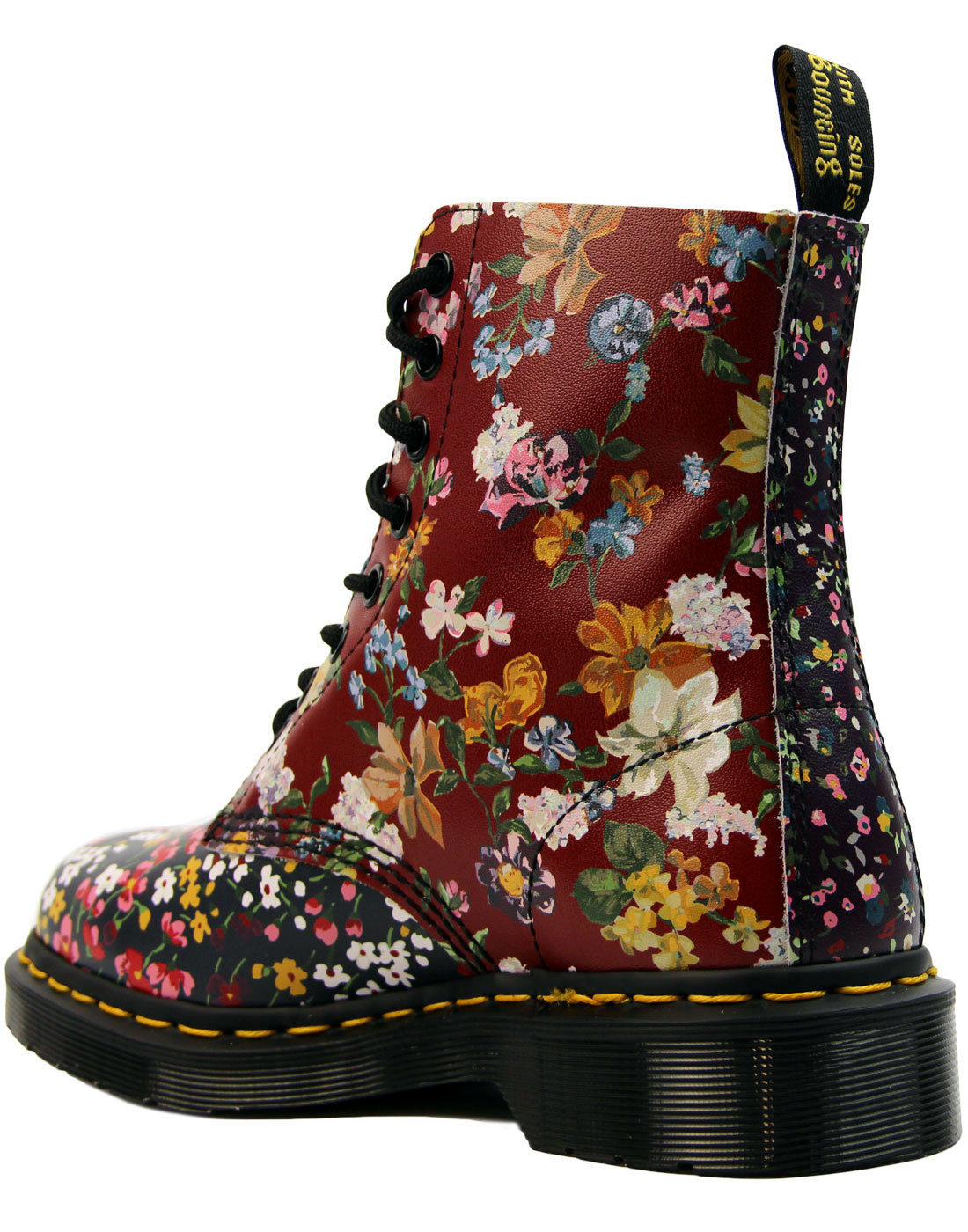 DR MARTENS Pascal FC Retro 1960s Mod Floral Mix Leather Boots