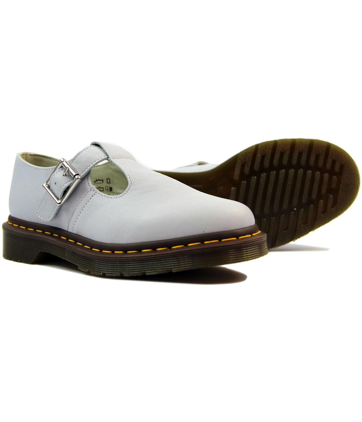 DR MARTENS Polley Retro 1960s Mod TBar Buckle Shoes in Blue Moon