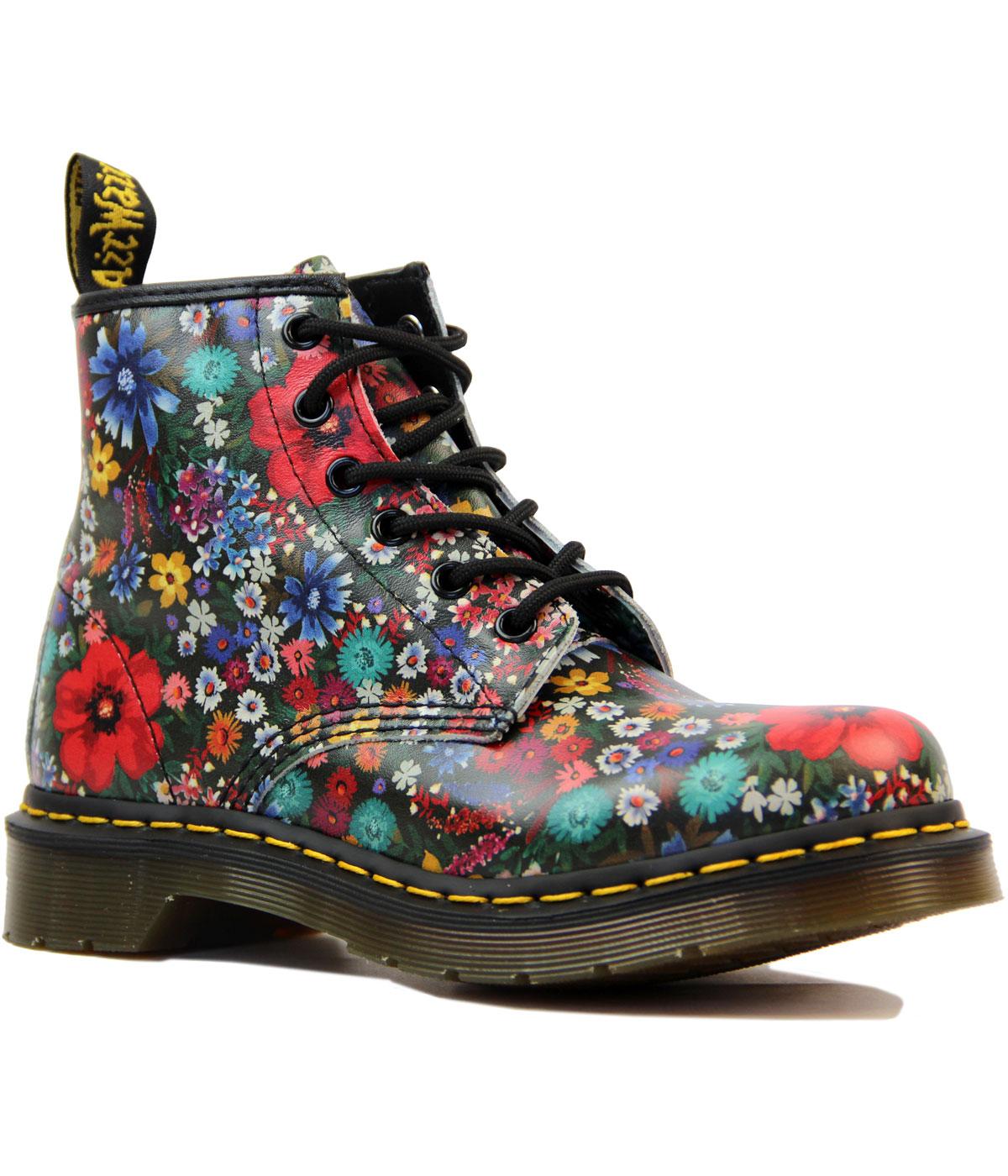 DR MARTENS 101 Retro Mod Wanderlust Floral Boots in Black