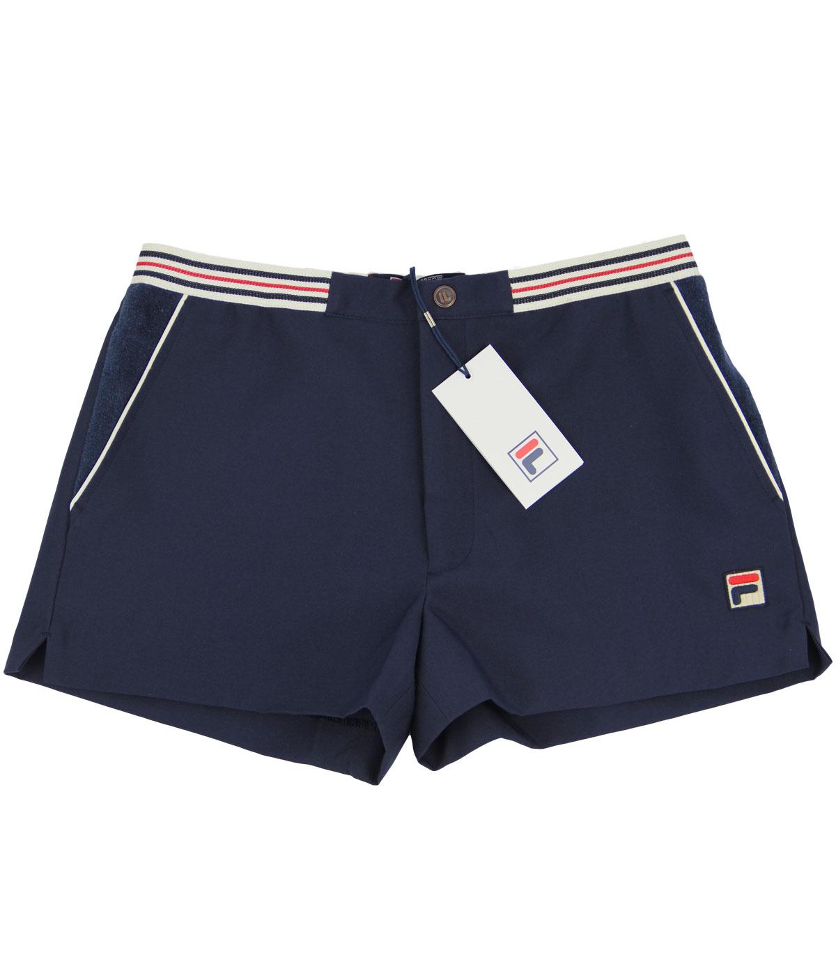 FILA VINTAGE High Tide 2 Retro 70s Indie Tennis Shorts in Peacoat