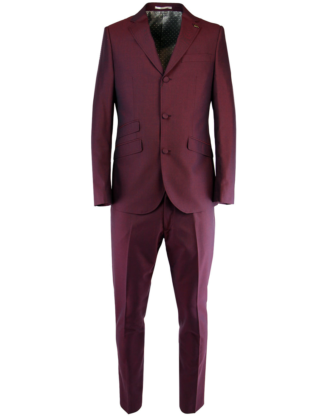 GABICCI VINTAGE Men's Retro Mod 70s Mod Tonic Suit in Port