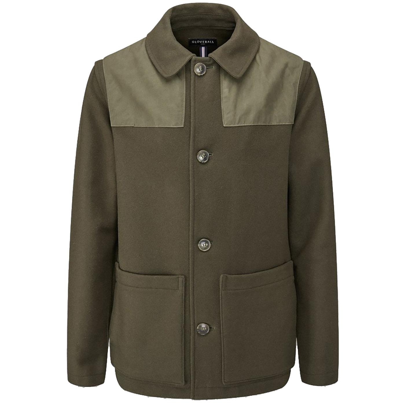 GLOVERALL 'Collins' Men's Retro Mod Donkey Jacket in Khaki