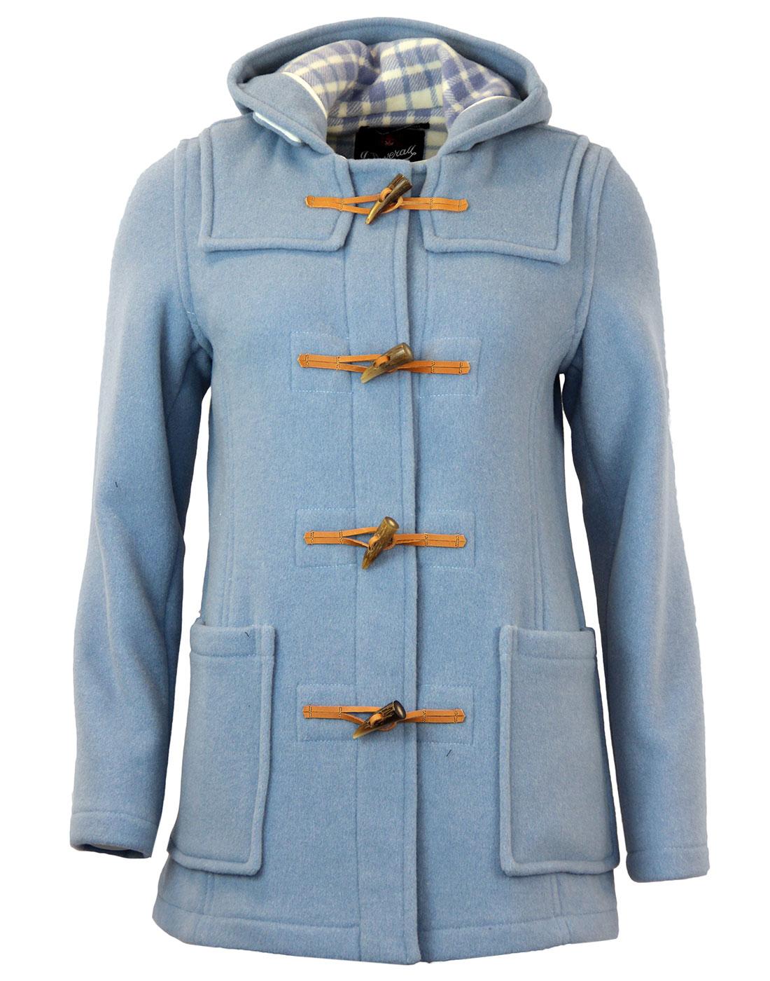 GLOVERALL 432FC Retro 60s Short Slim Fit Duffle Coat Pastel Blue