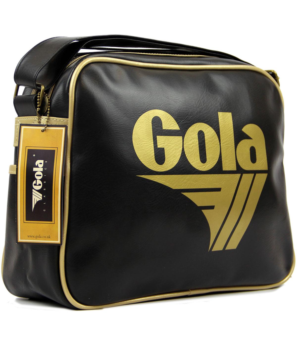 GOLA Redford Retro 1970s Indie Sports Shoulder Bag in Black/Gold