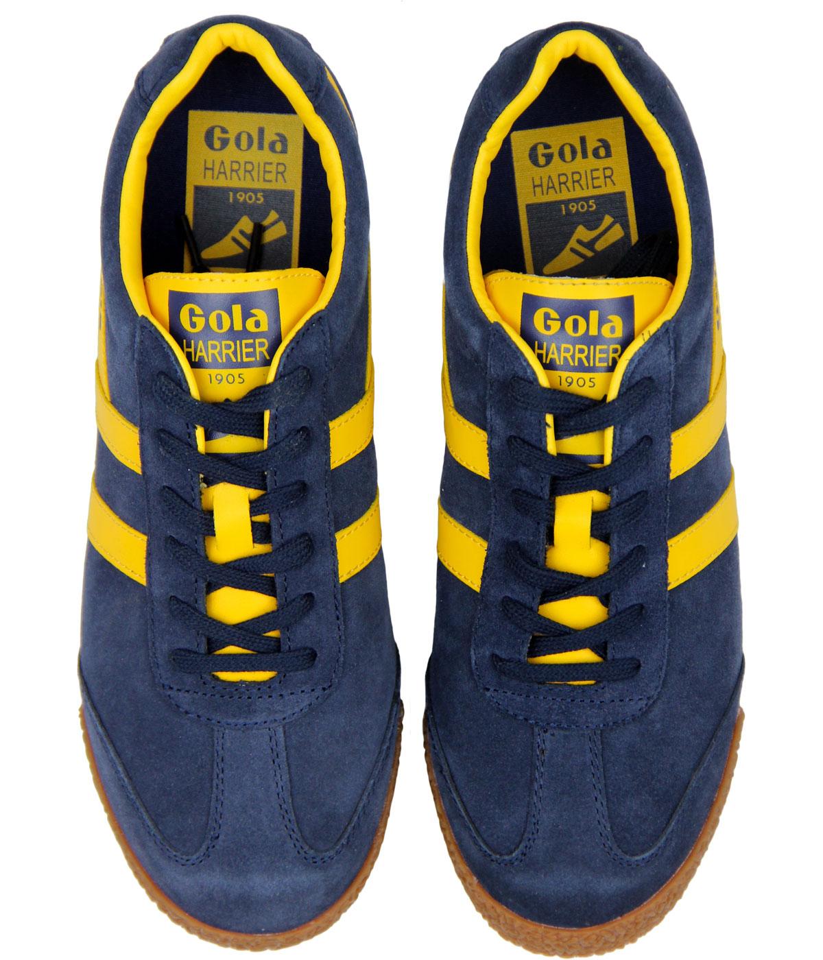 GOLA Harrier Premium Suede Retro Indie Trainers in Navy/Sun