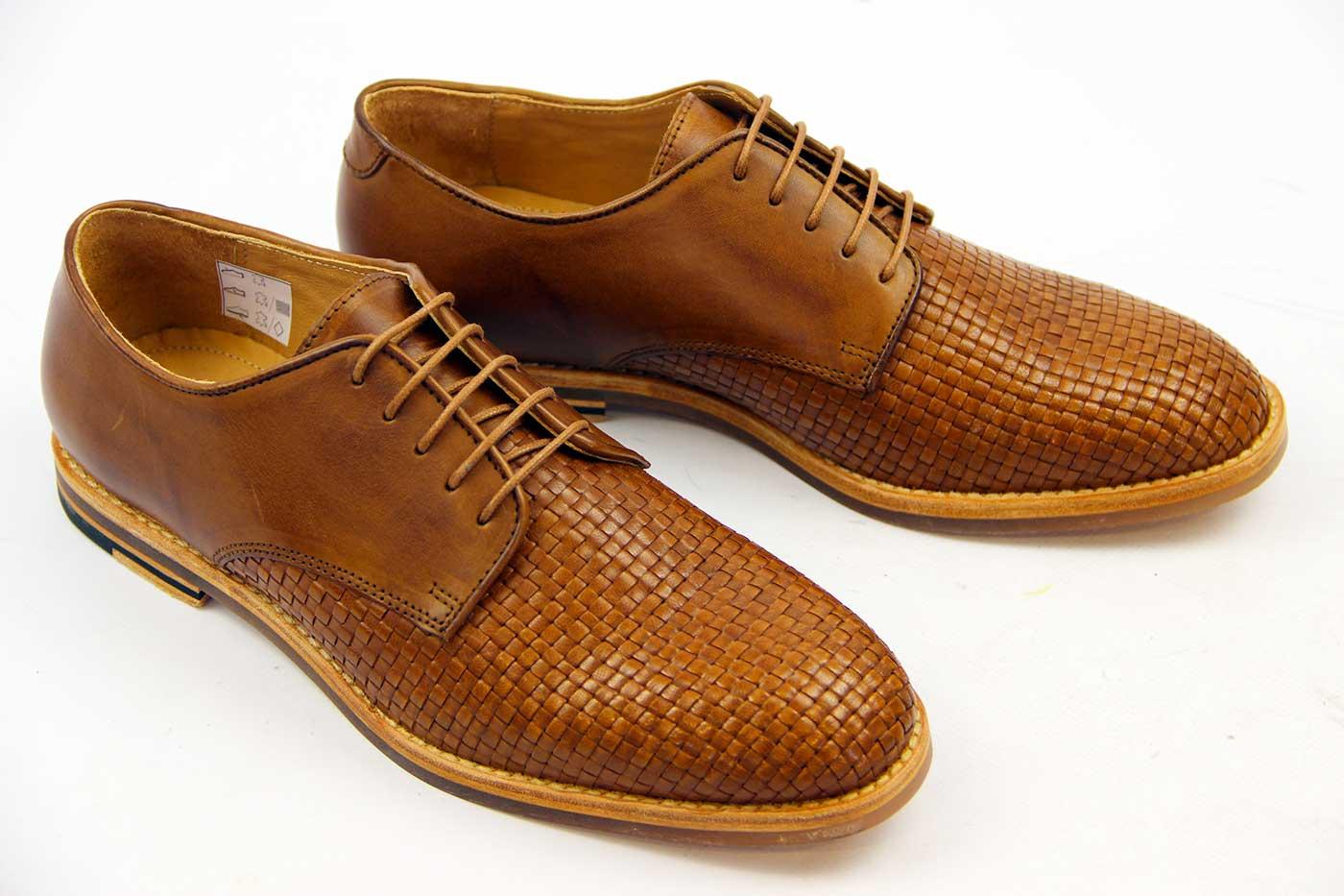 H by HUDSON Hadstone Weave Retro 60s Mod Derby Shoes Tan