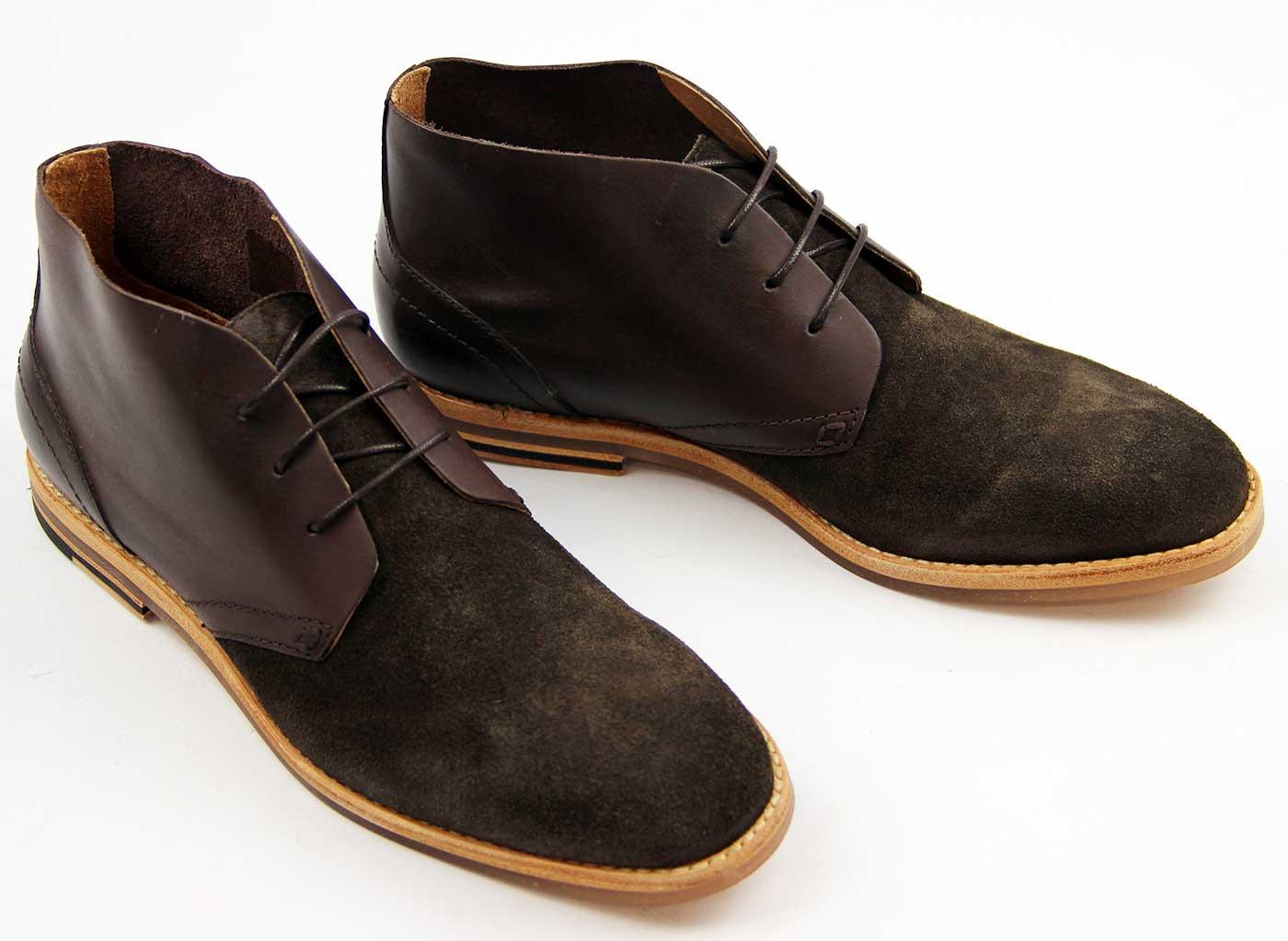 H by HUDSON Houghton Retro Mod Suede & Leather Desert Boots Brown