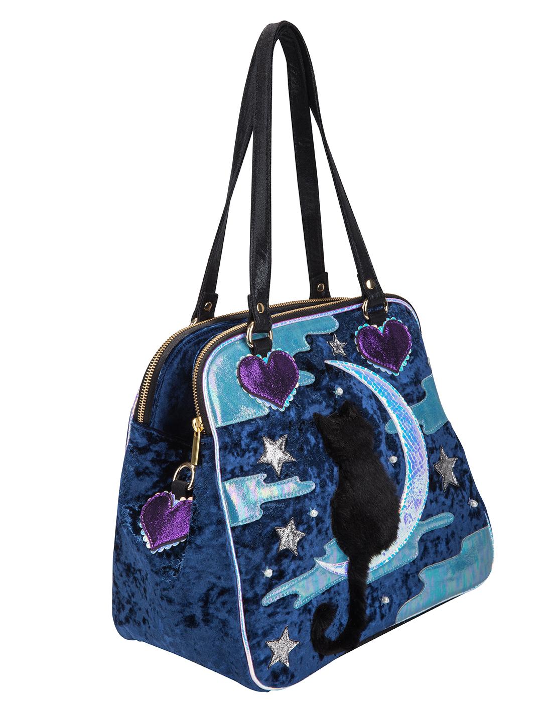 IRREGULAR CHOICE Starry Night Cat in The Moon Shoulder Bag