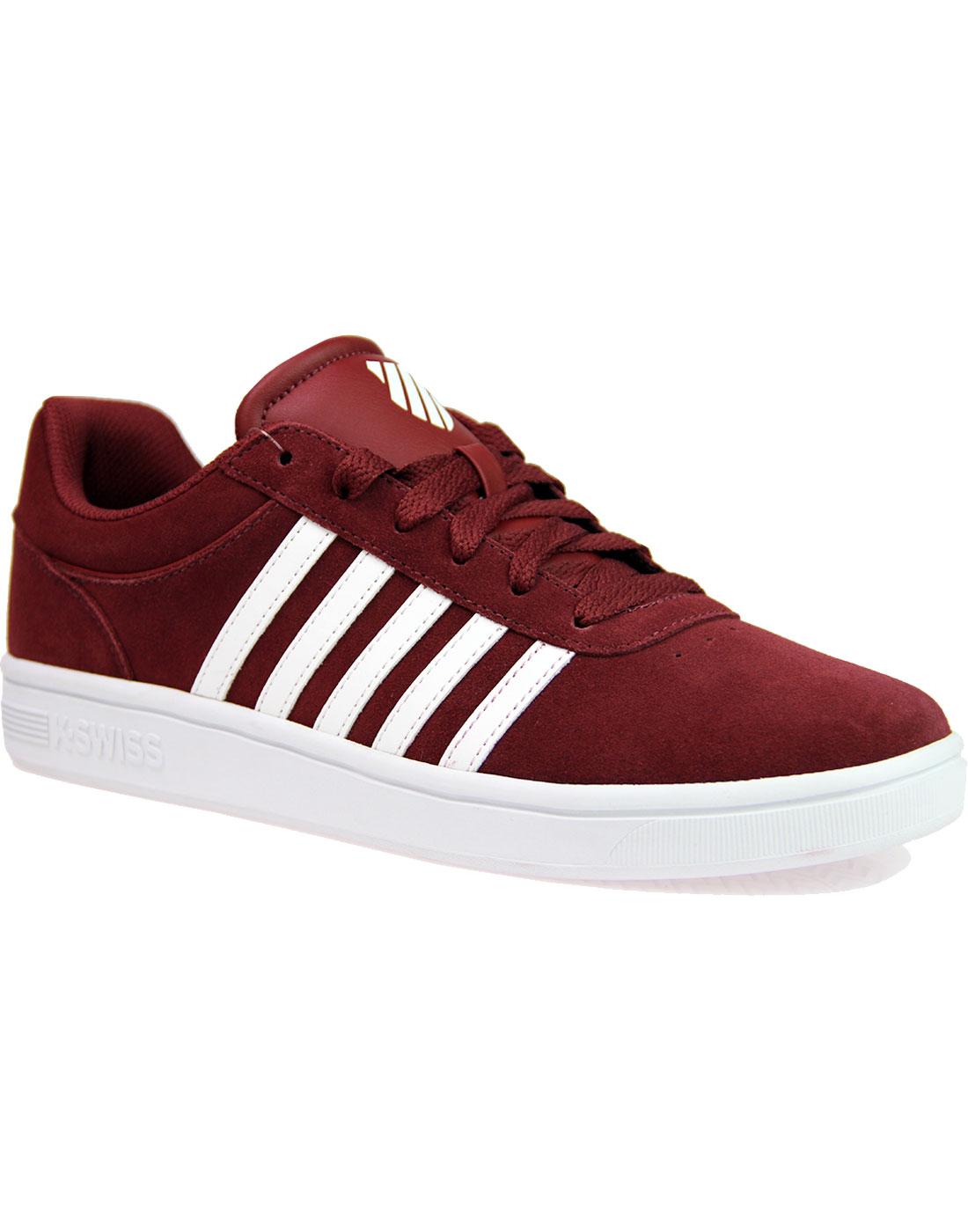 K-SWISS 'Court Cheswick' Suede Tennis Trainers in Oxblood
