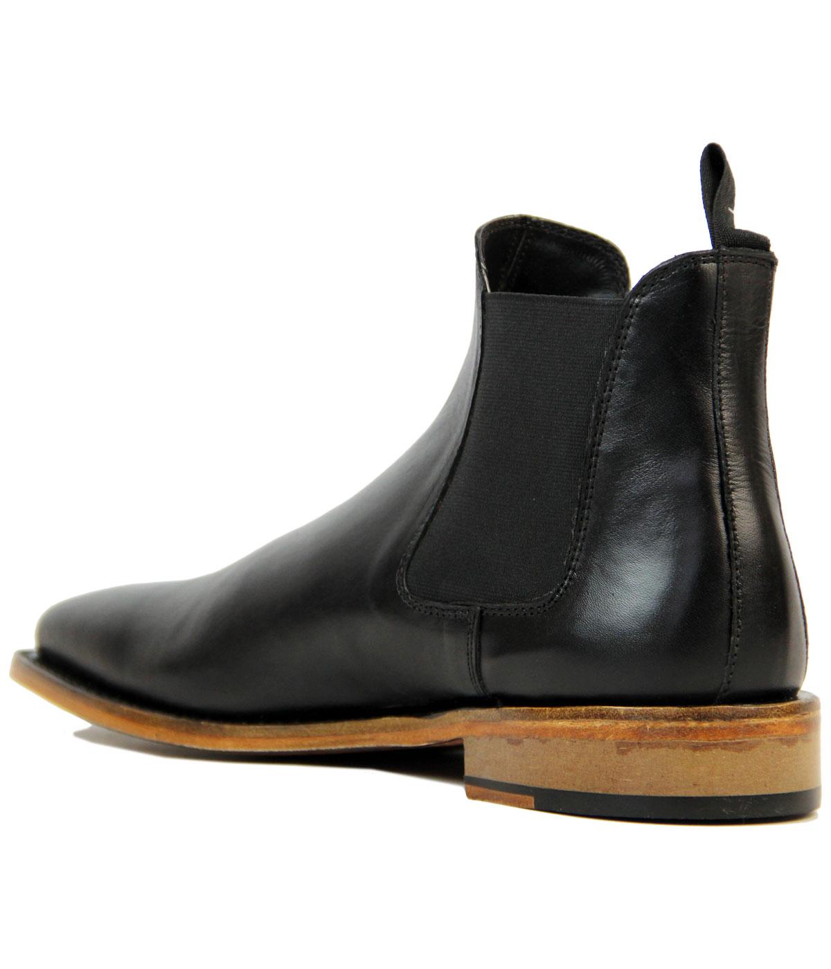 KENSINGTON Retro 1960s Mod Goodyear Welted Chelsea Boots in Black