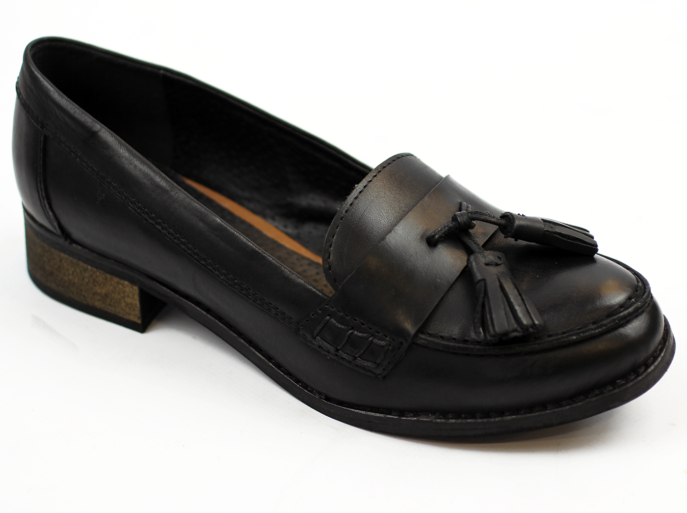 LACEYS Devulge Retro 60s Mod Womens Tassel Loafer Shoes Black