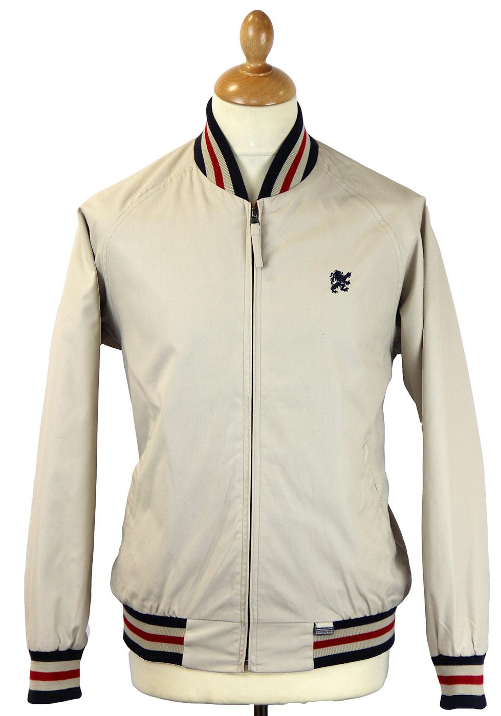 LAMBRETTA Retro Indie Mod Stripe Trim Monkey Jacket in Stone