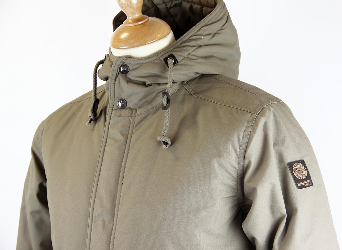 LAMBRETTA Retro Mod Padded Snorkel Hood Fishtail Parka Jacket