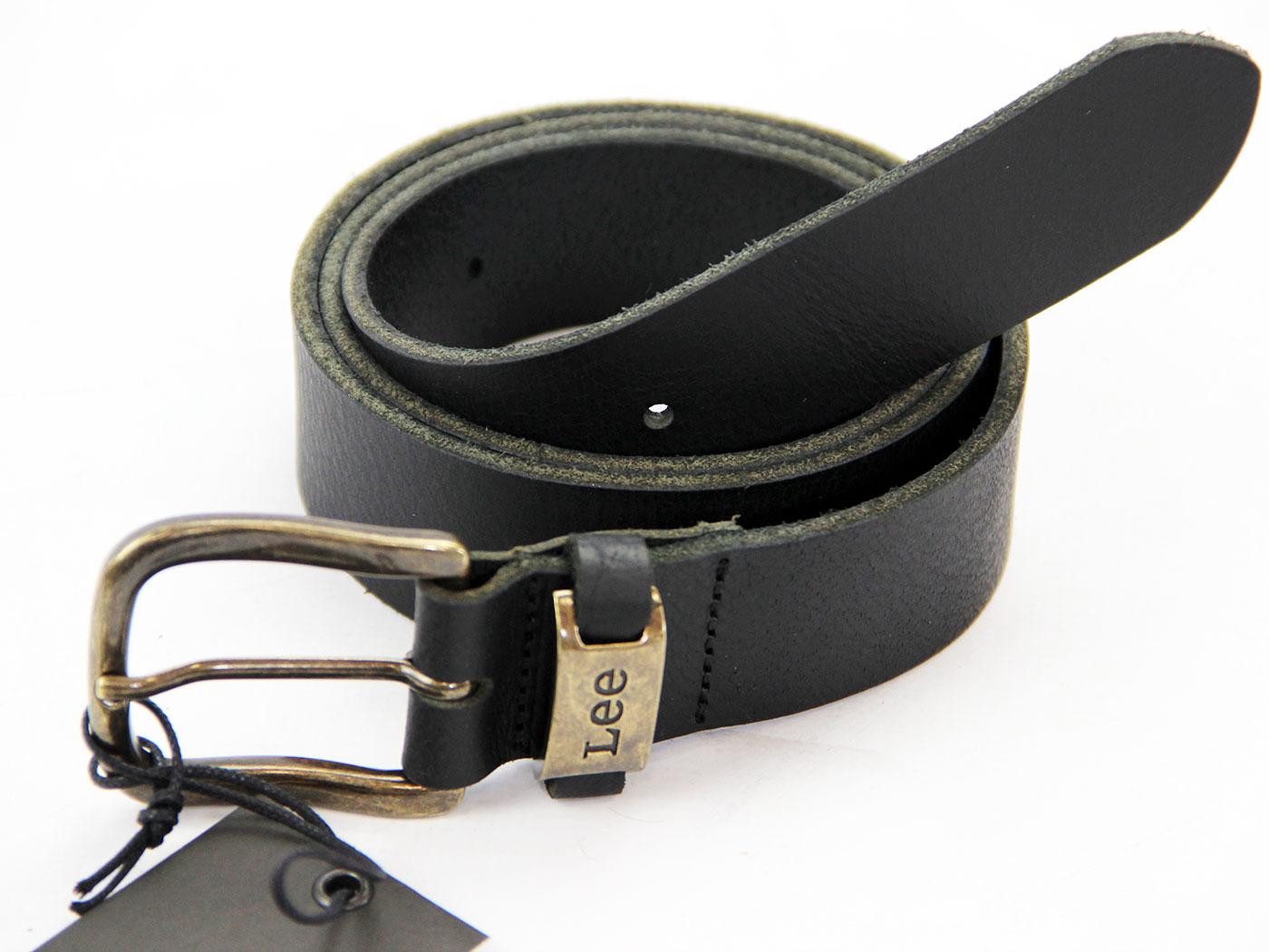 LEE JEANS Retro Indie Mod Tumbled Full Grain Leather Belt Black