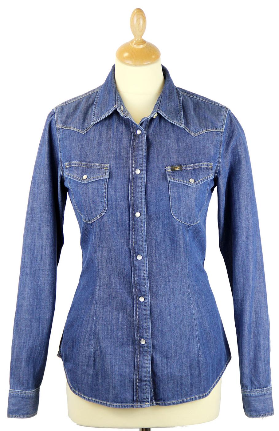 LEE Womens Slim Fit Retro Indie Denim Western Shirt Edgy Wash