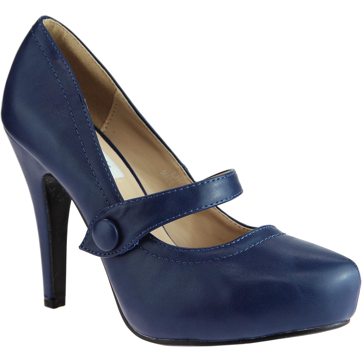 LULU HUN Dolly Retro 50s Vintage High Heel Shoes in Navy LULU HUN Dolly Retro 50s Vintage High Heel Shoes in Navy