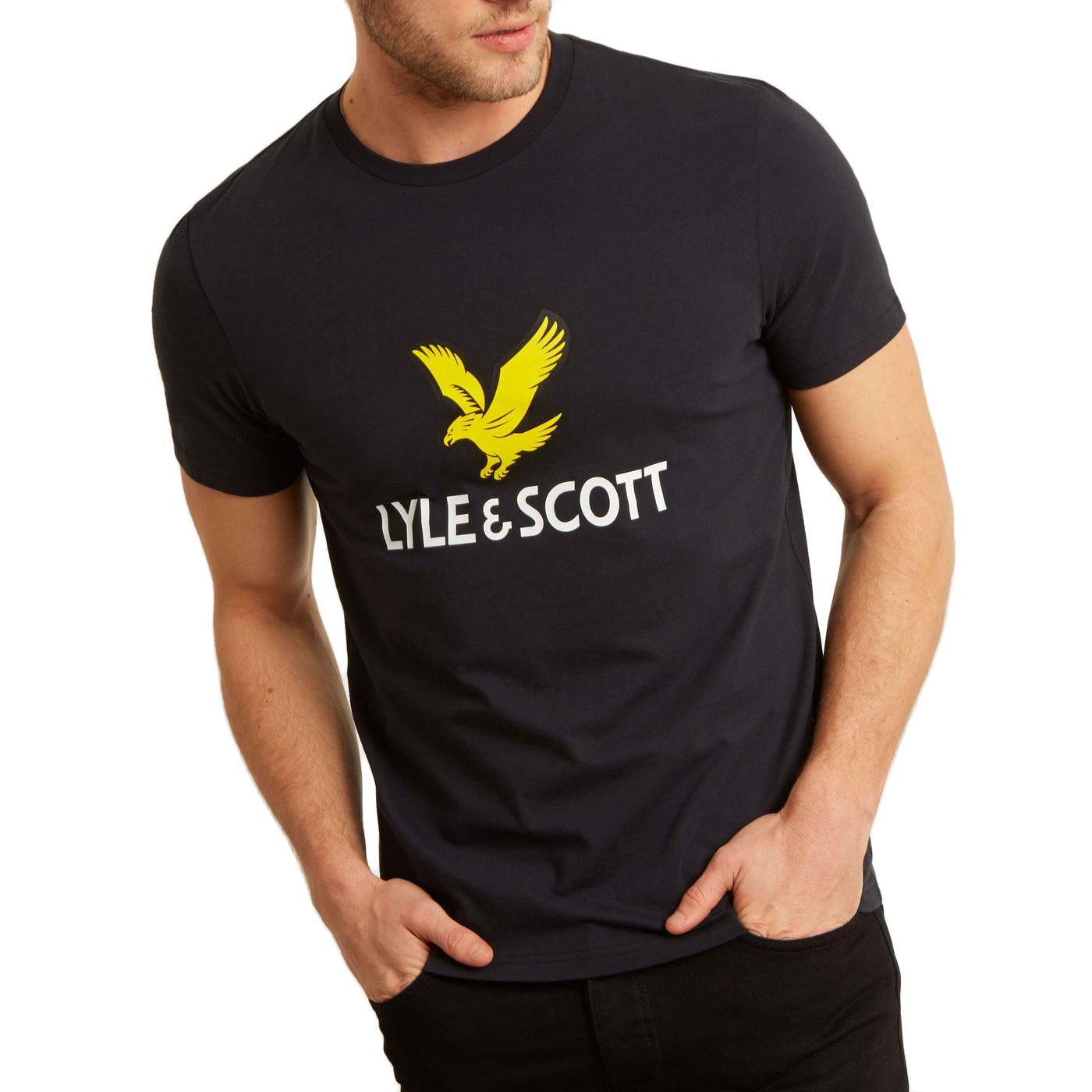 LYLE & SCOTT Men's Retro Logo Crew Neck T-shirt True Black
