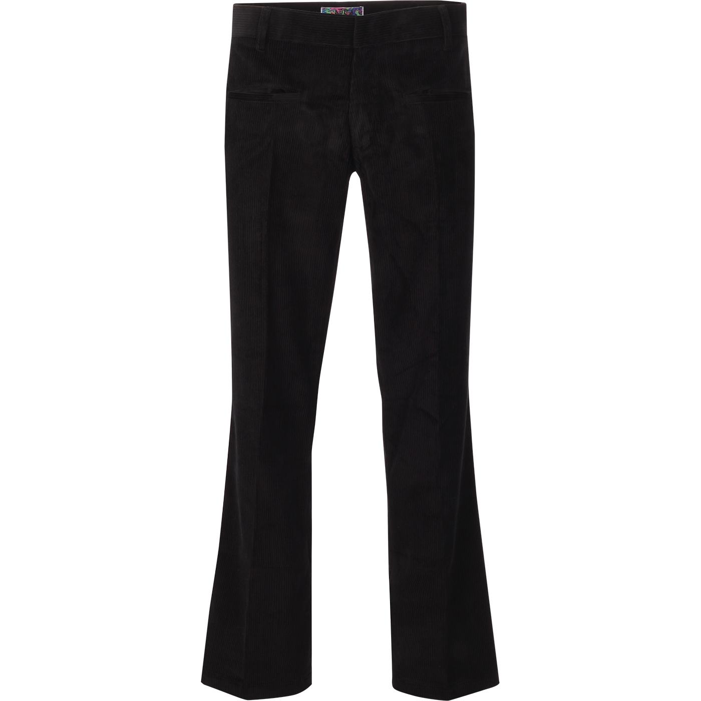 black corduroy flared trousers