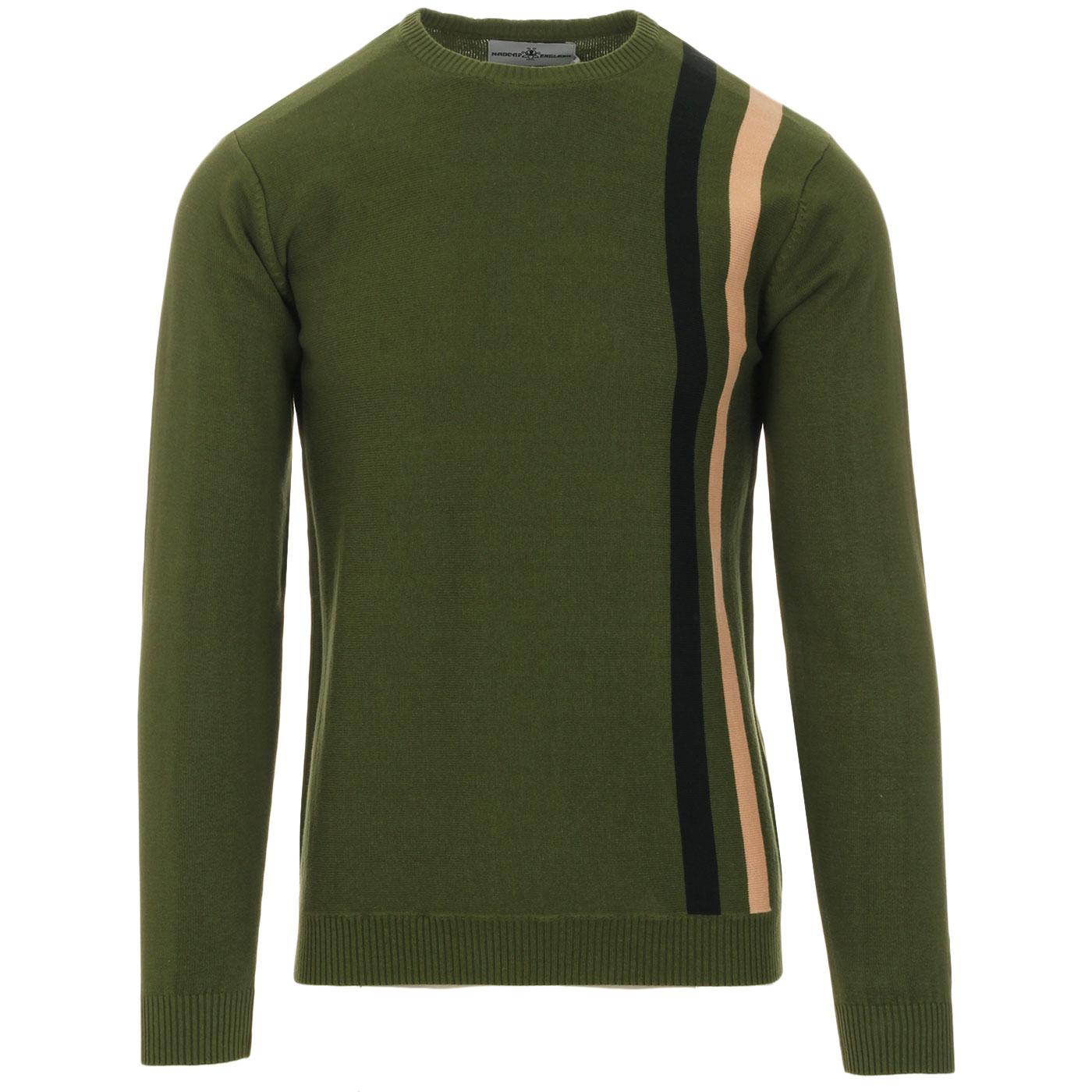 Madcap England Action 1960s Mod Racing Jumper with Toasted Almond and Black Retro Stripes