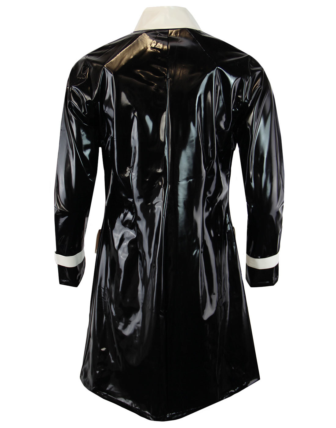 MADCAP ENGLAND Robin Retro Mod 60's 2 Tone PVC Raincoat in Black