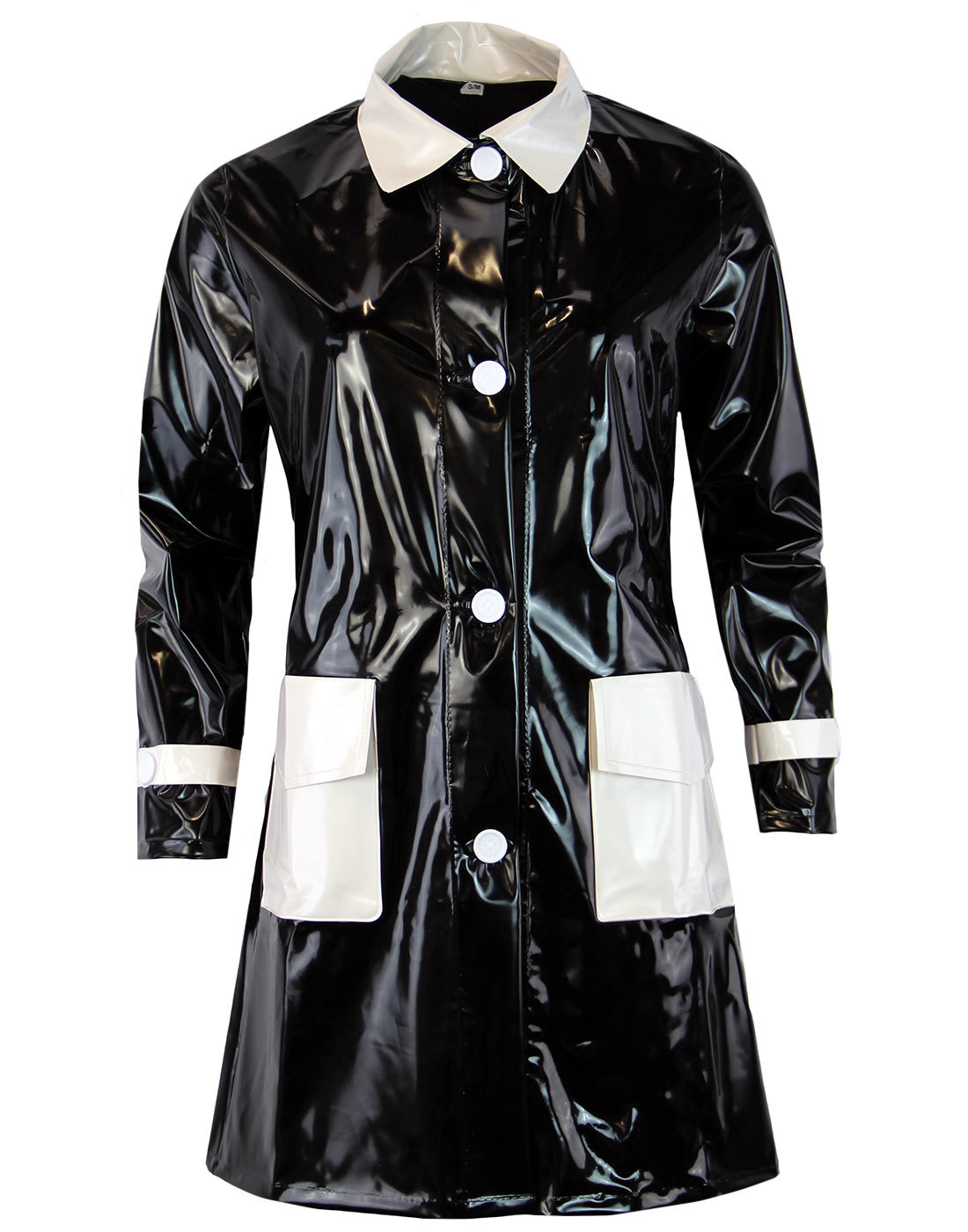 madcap england 60s mod two tone pvc raincoat black