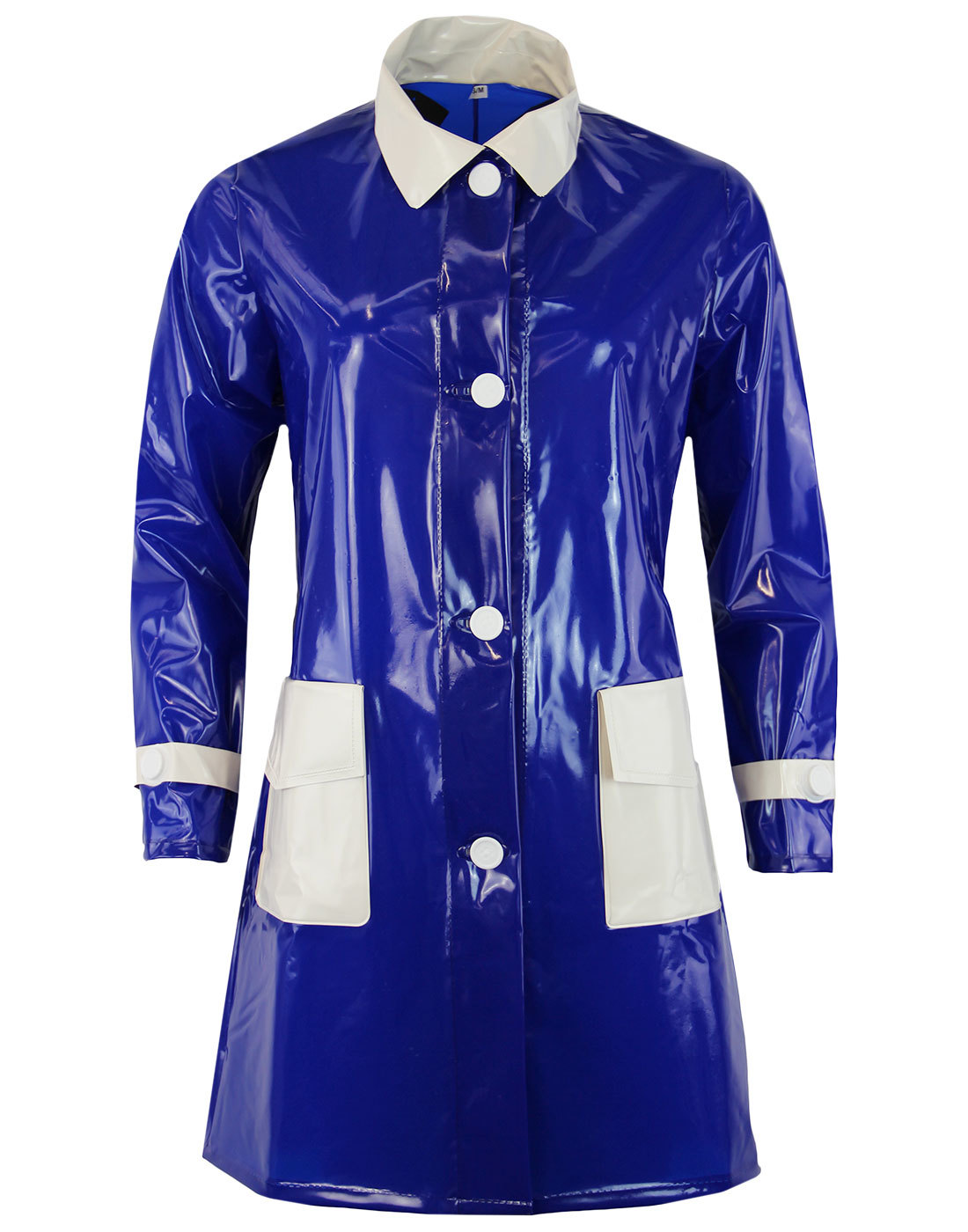 madcap england robin 60s mod pvc raincoat blue
