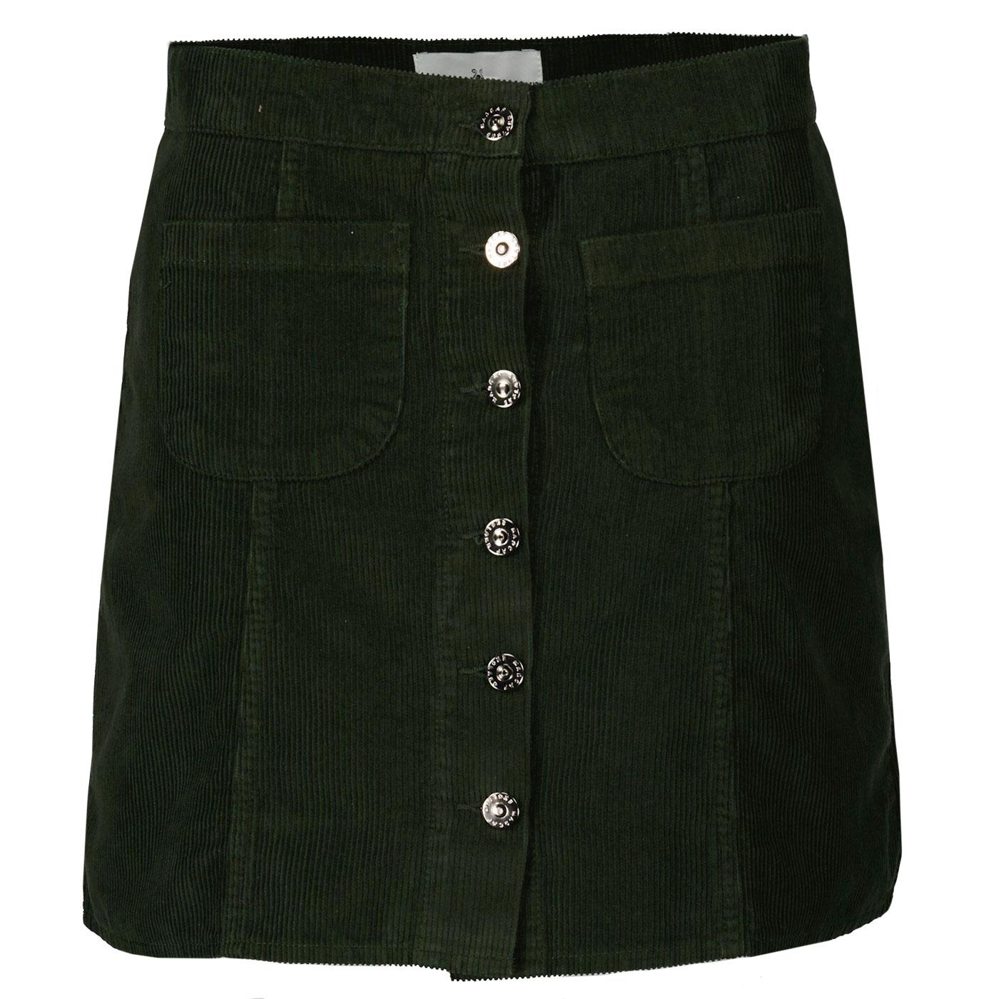 Madcap England Women's Retro 70s Cord A-Line Skirt in Forest Green